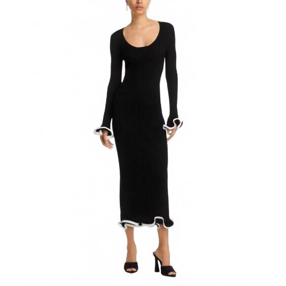NEW JONATHAN SIMKHAI solani midi dress in black